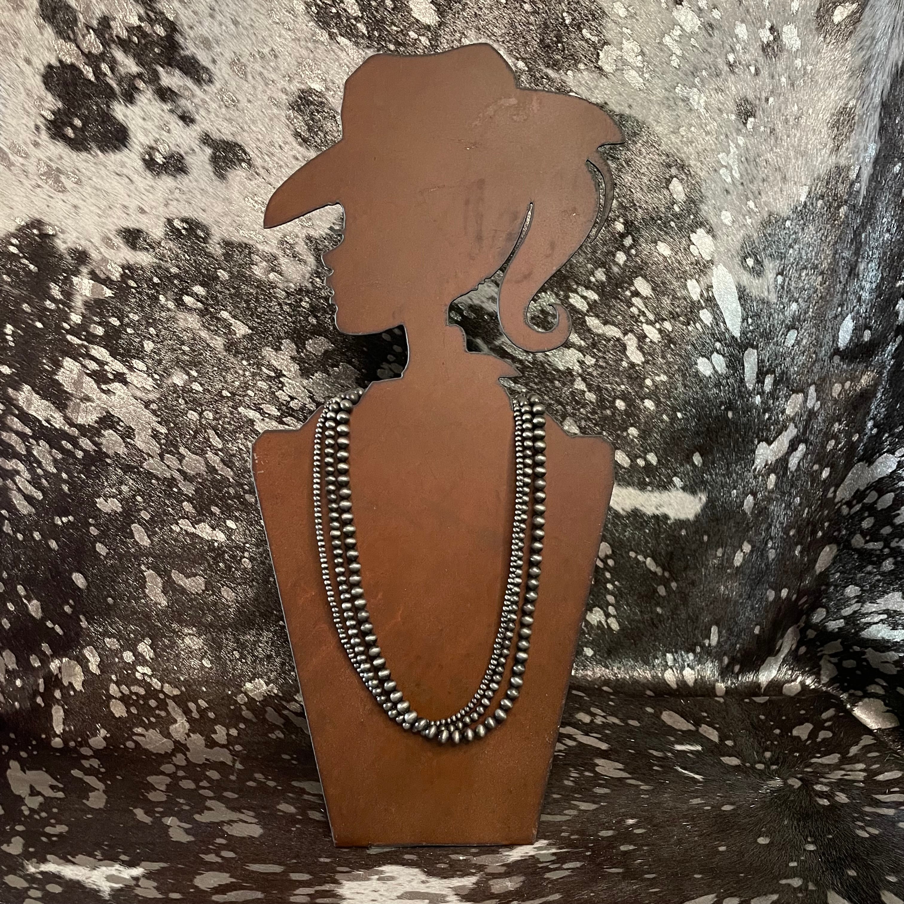 24" Tri-Layered Silver-Tone Navajo Bead Necklace