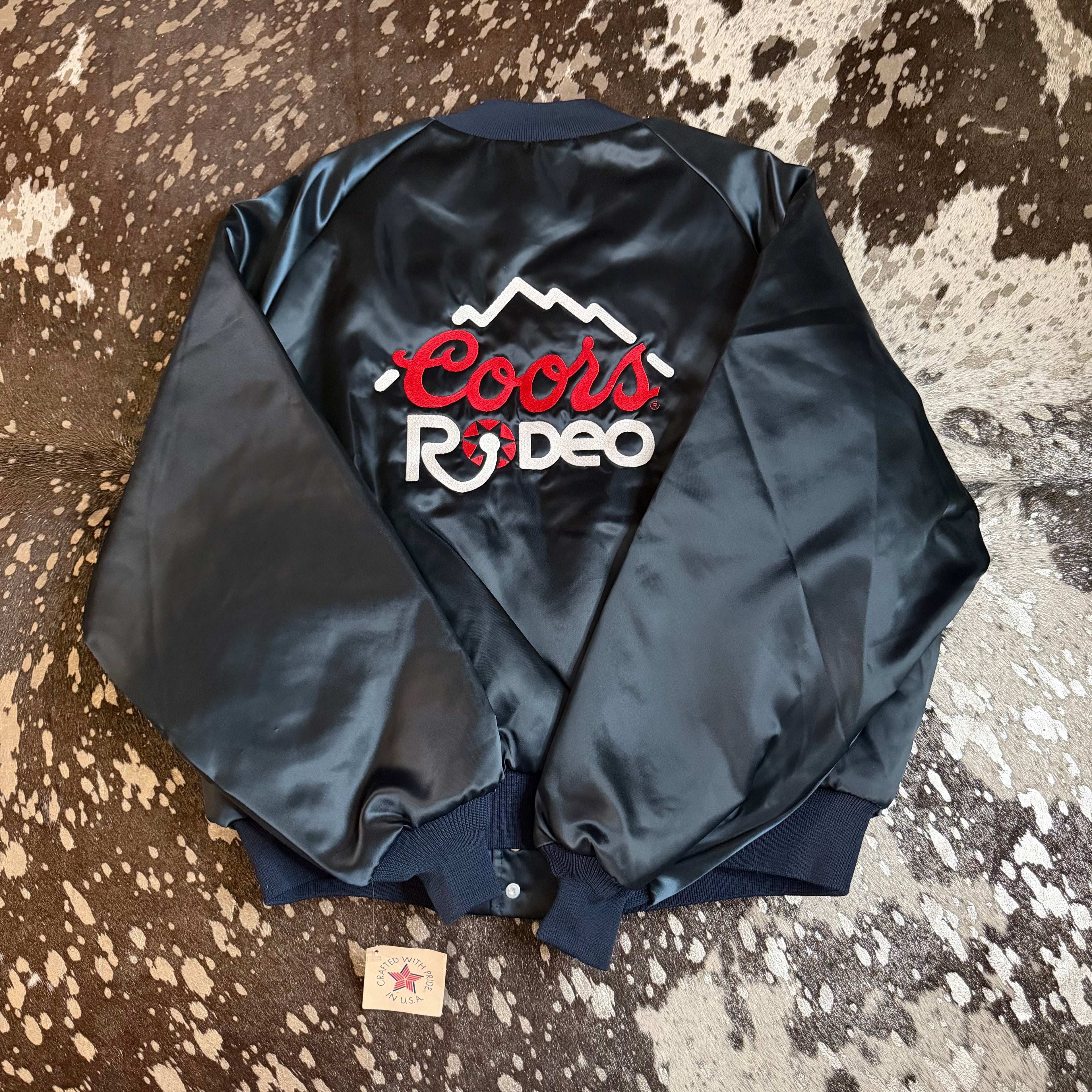 XLarge Vintage Coors Rodeo Navy Satin Jacket