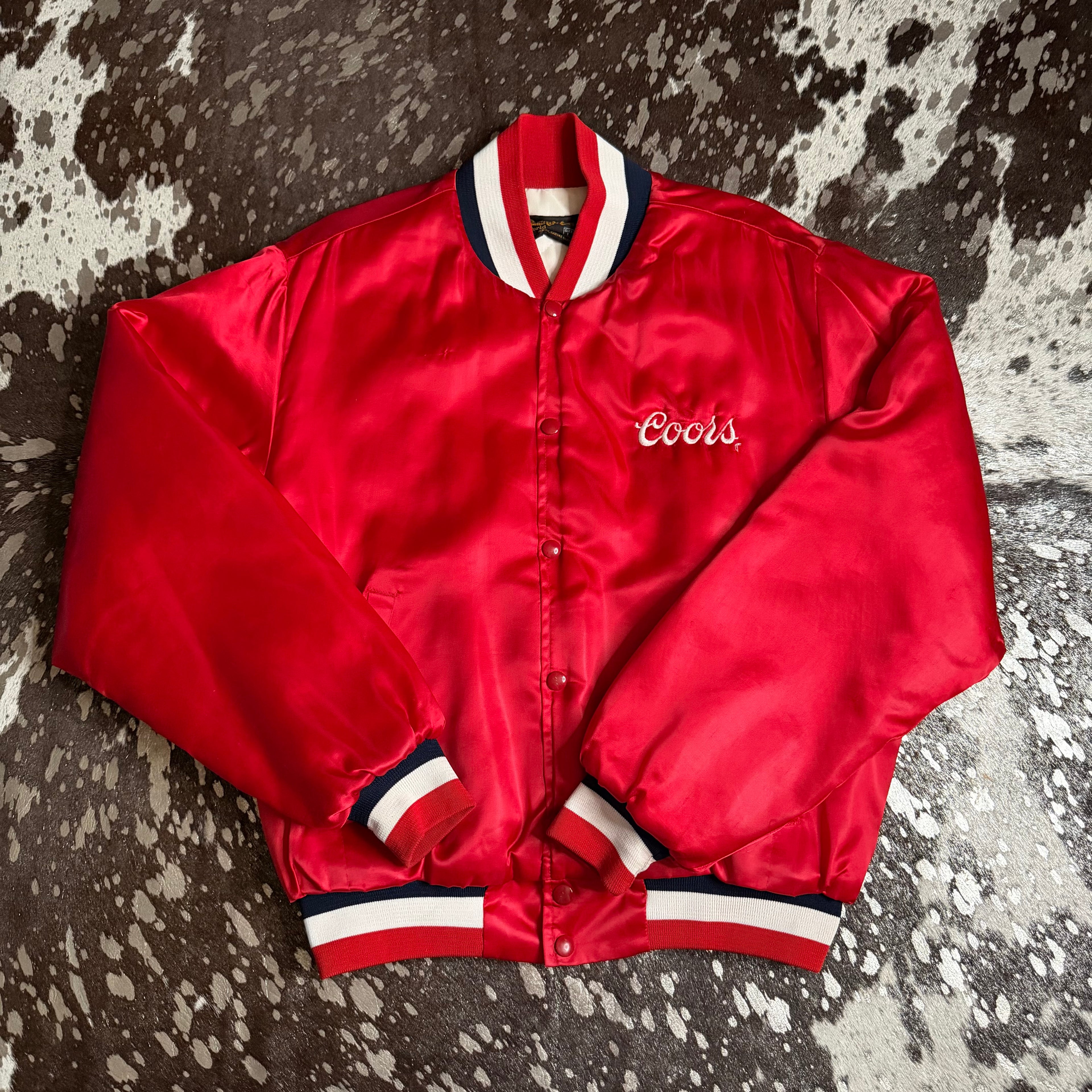 Large Vintage Coors Chute Out Pro Rodeo Satin Jacket