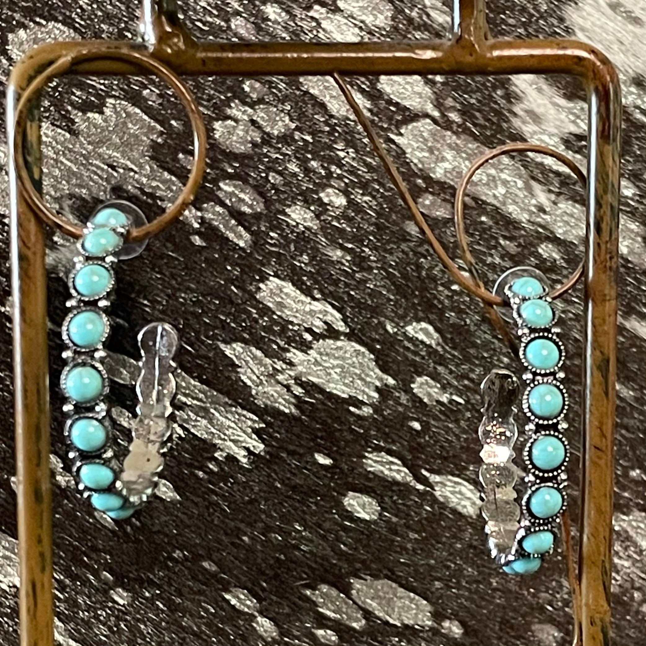 FAUX Beaded Turquoise Hoop Earrings