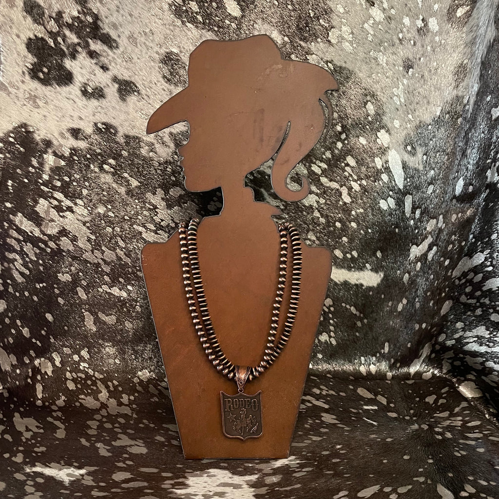 24" Double Copper Navajo Pearl Beads Rodeo Necklace