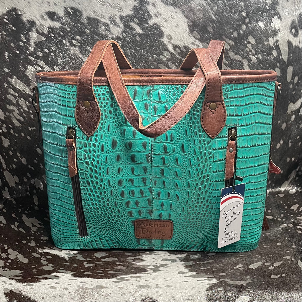 American Darling Embossed Leather Tote