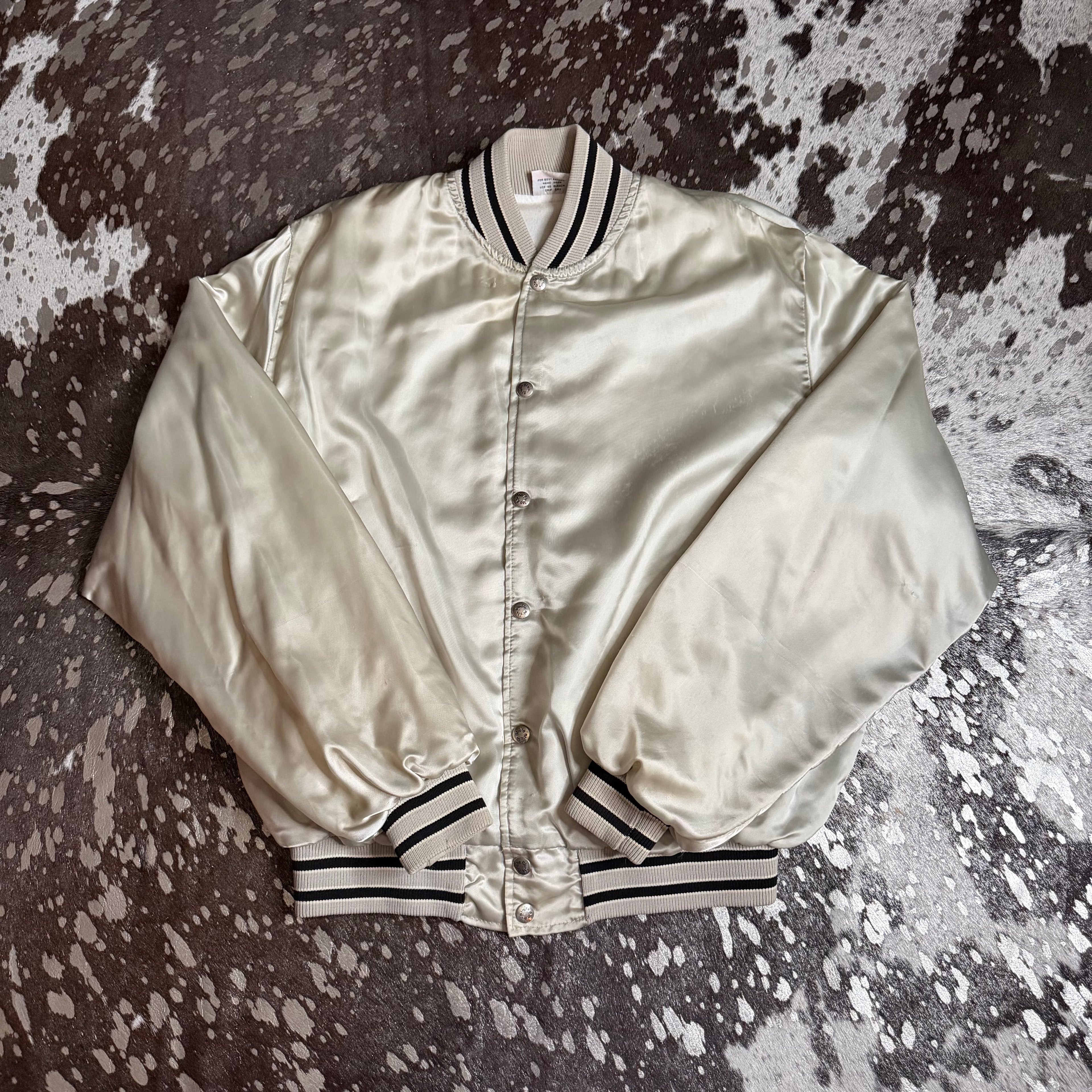 Large Vintage Houston Livestock Show & Rodeo Silver Satin Jacket