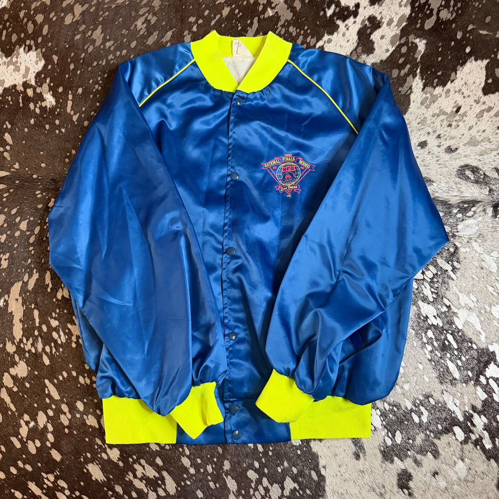 2XLarge Vintage 1990 NFR Blue Satin Jacket