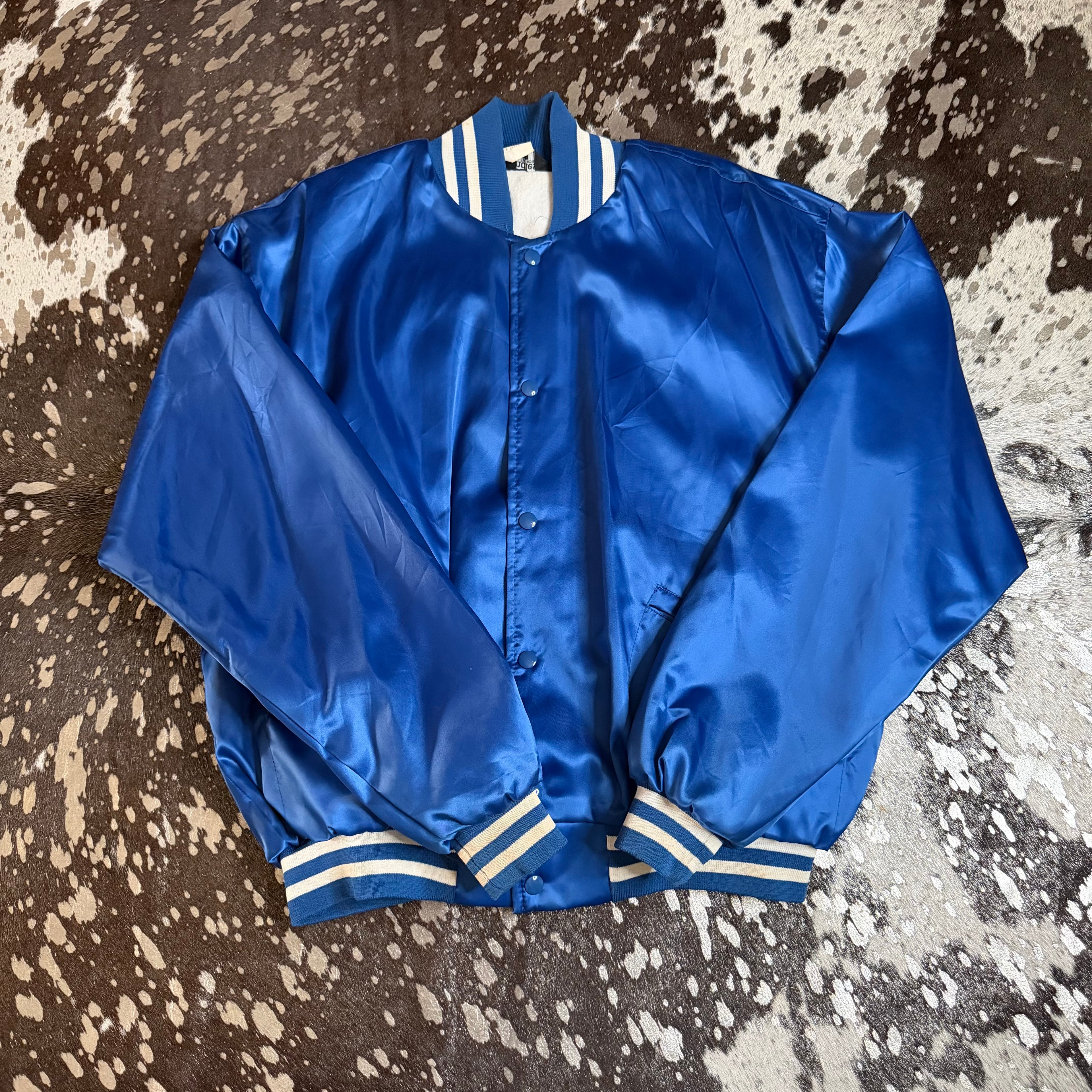 XLarge Vintage Houston Livestock Show and Rodeo Blue Satin Jacket