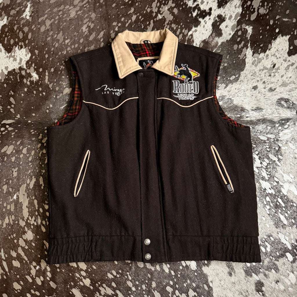 Large Limited Edition Rodeo Vegas Wool & Leather Vest