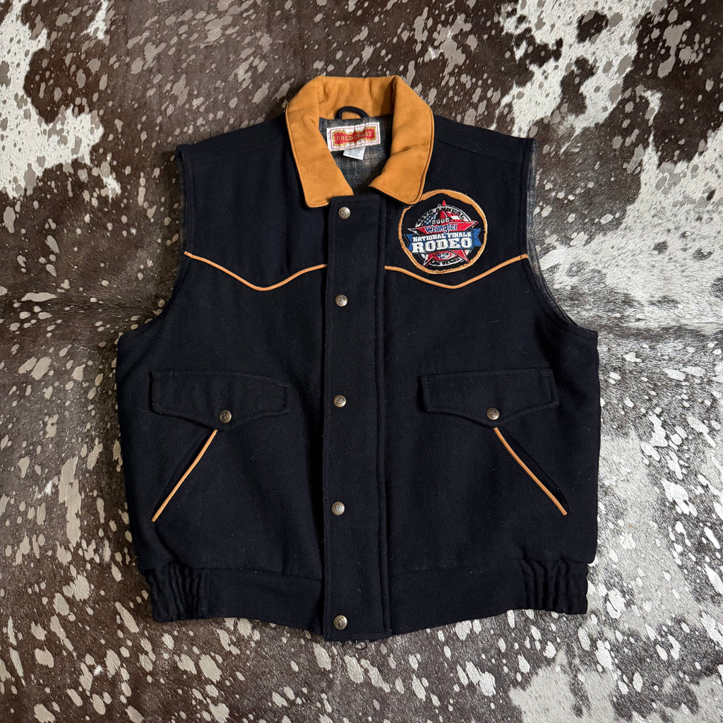 Large Vintage 2005 NFR Gold Coast Wool & Leather Vest