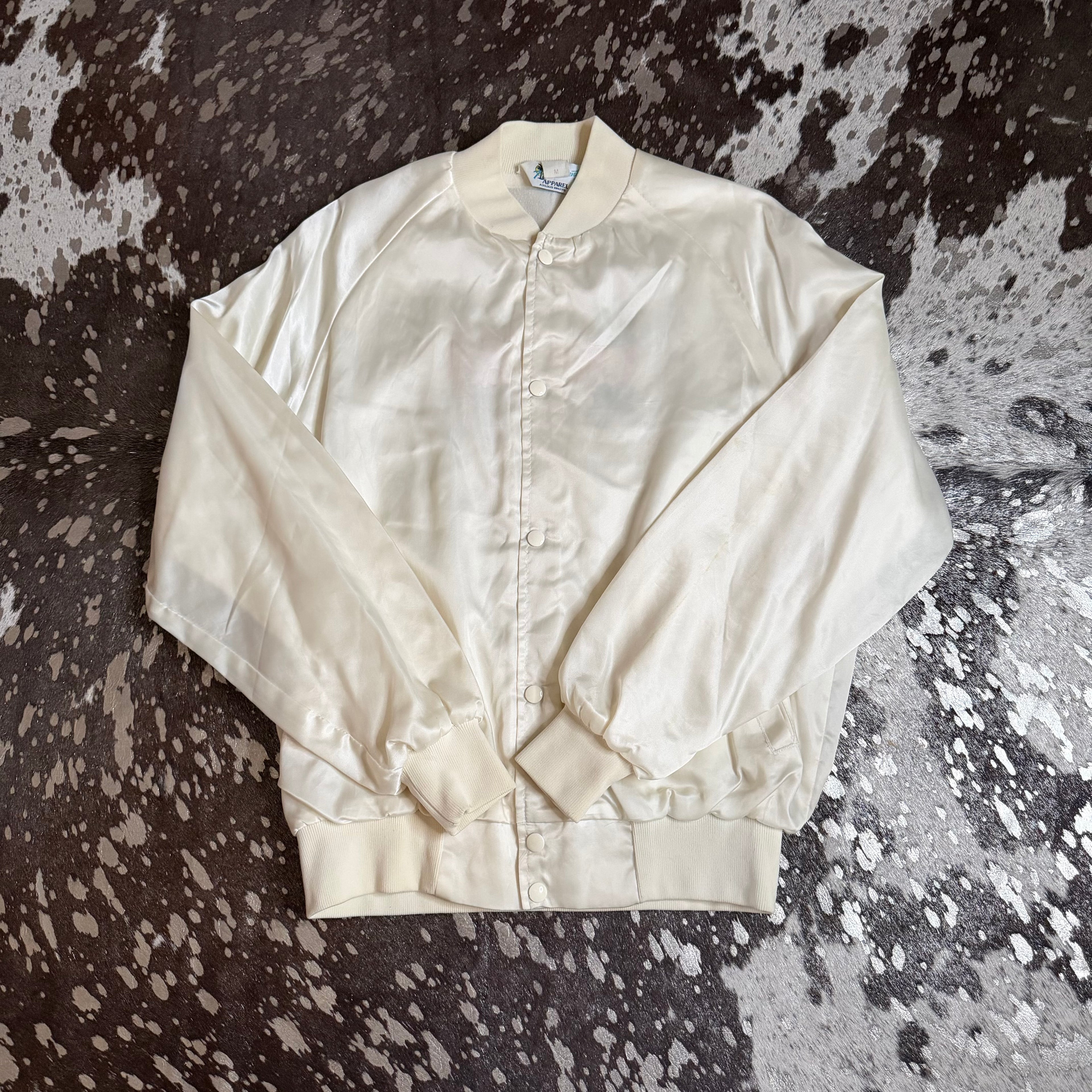 Medium Vintage Houston Livestock Show & Rodeo White Satin Jacket