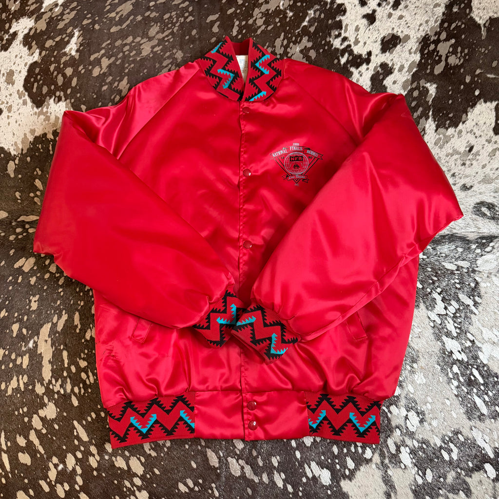 XLarge Vintage 1990 NFR Red Satin Jacket