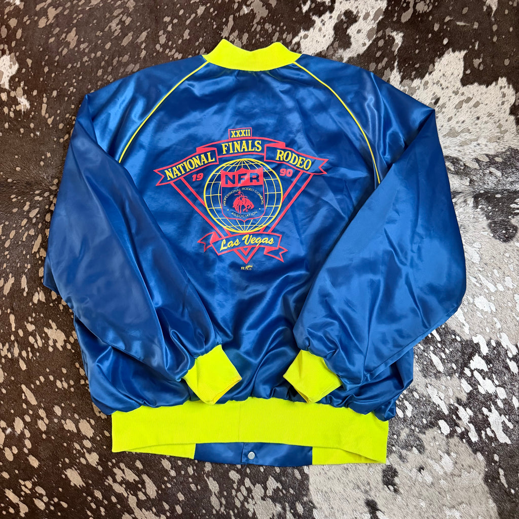 2XLarge Vintage 1990 NFR Blue Satin Jacket