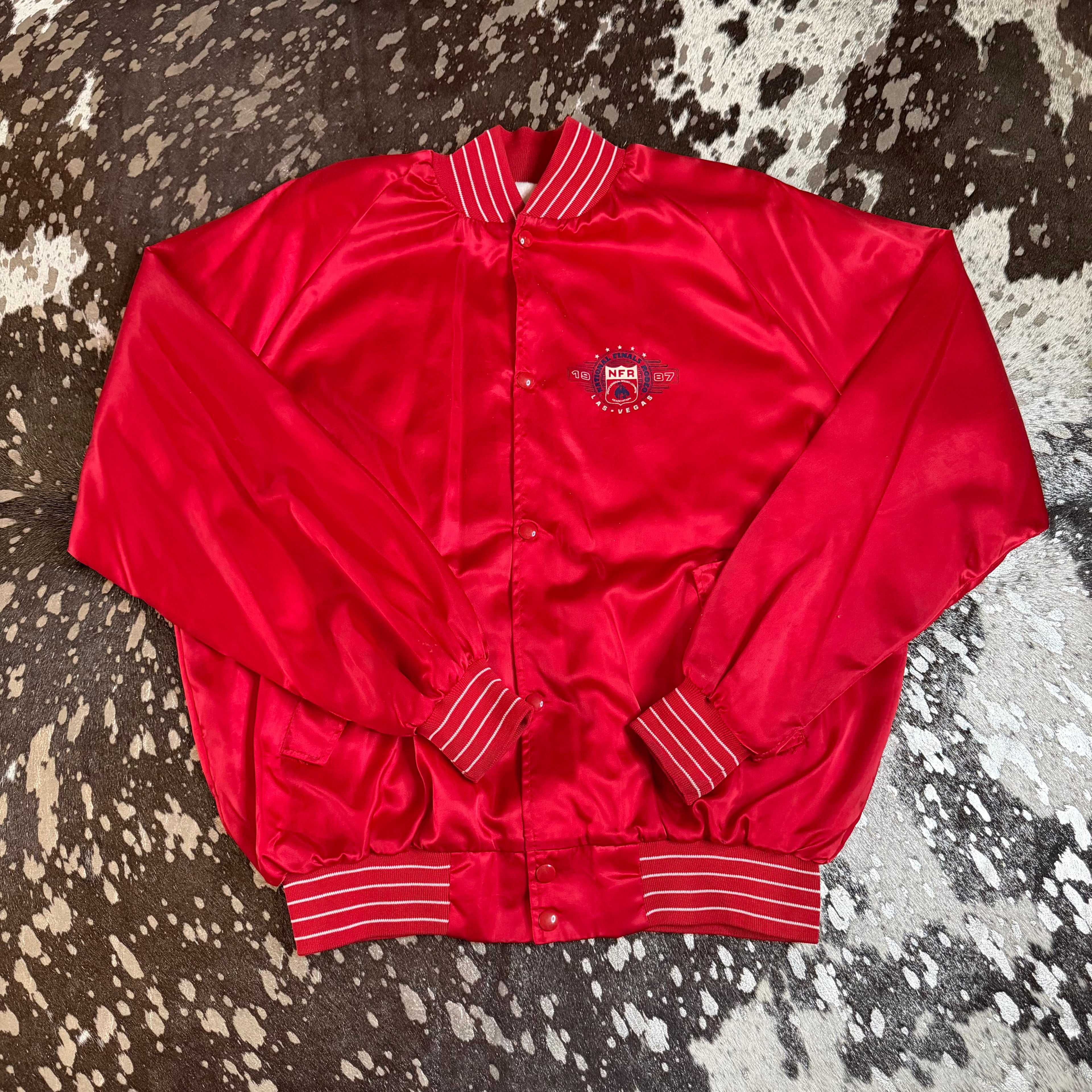 2XLarge Vintage 1987 NFR Red Satin Jacket (Lane Frost)
