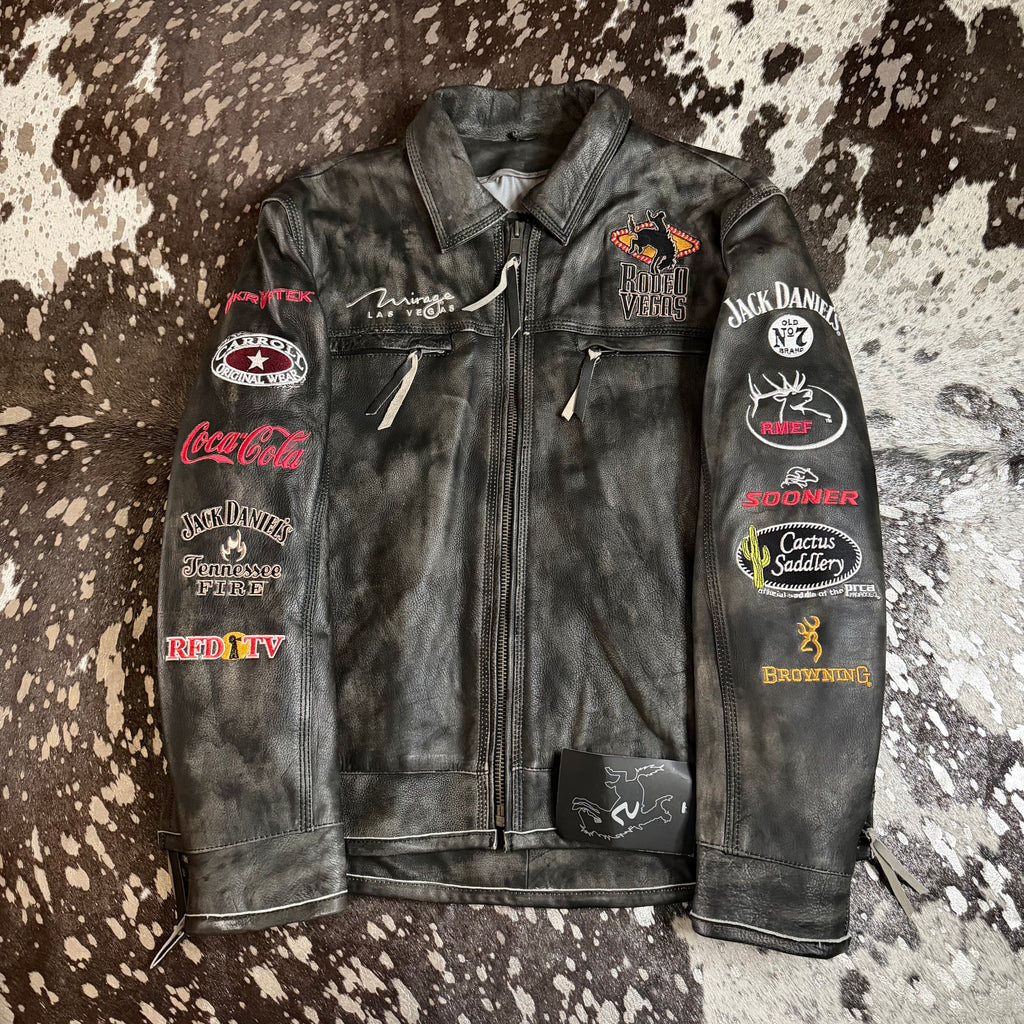 XLarge Limited Edition Rodeo Vegas Leather Jacket Dark Grey