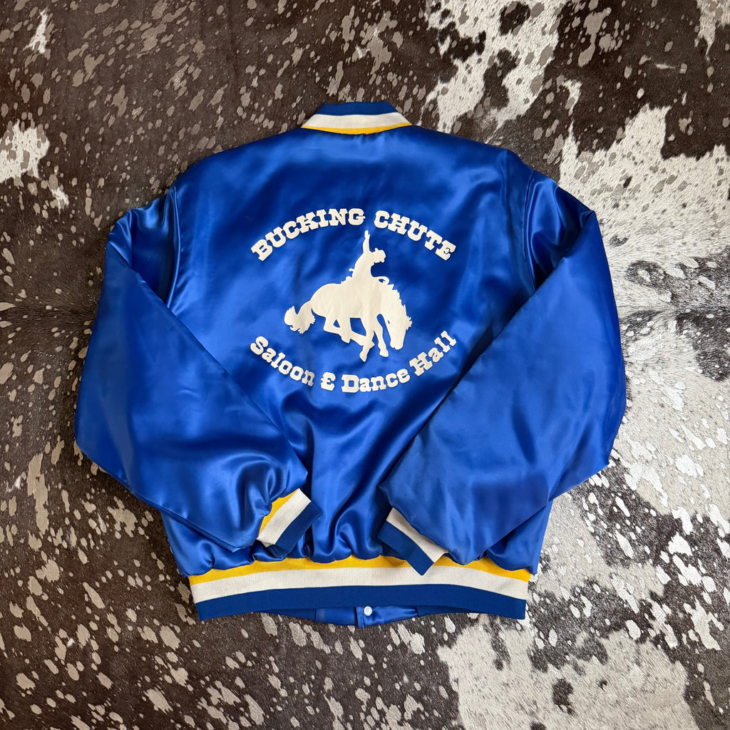 Medium Vintage Bucking Chute Saloon Blue Satin Jacket