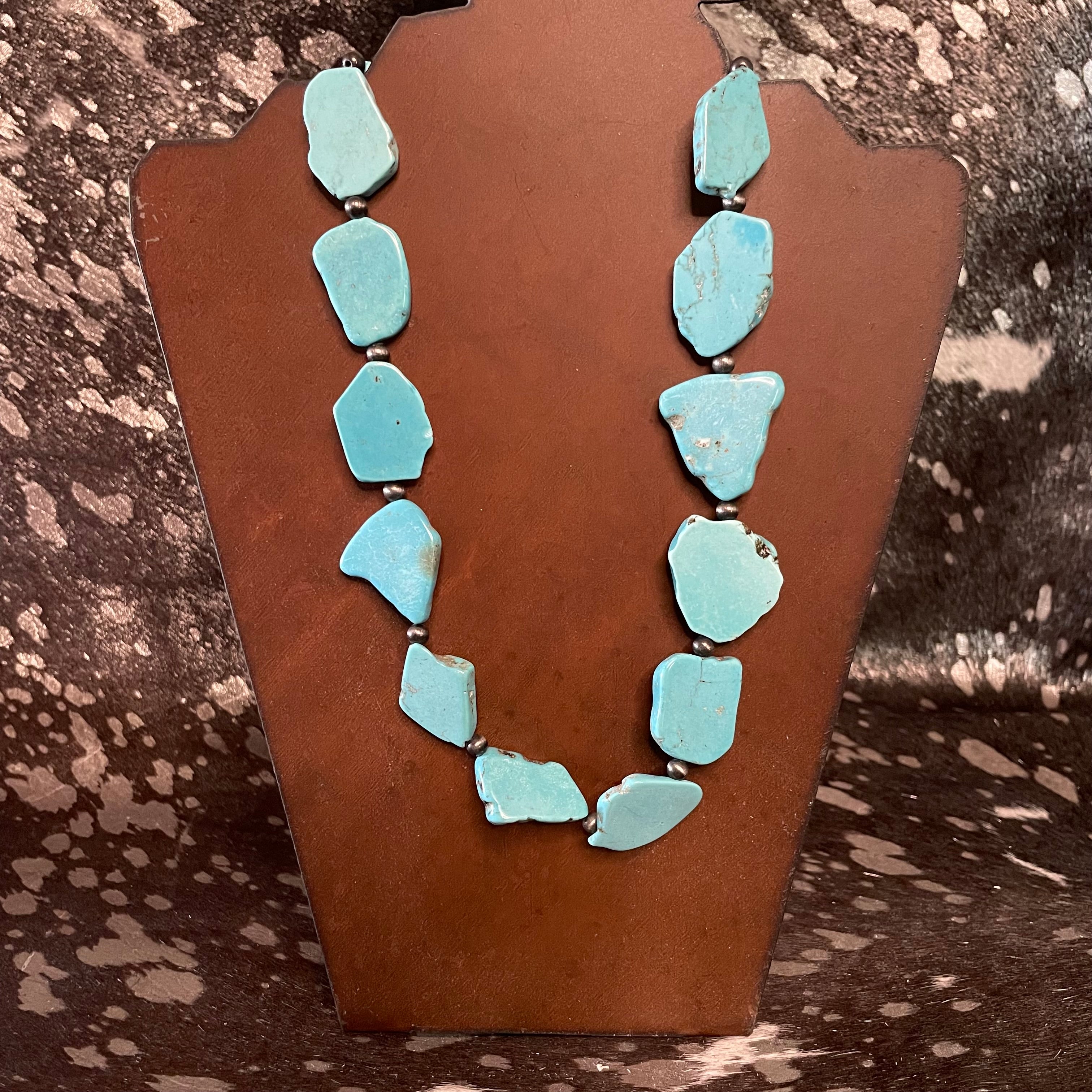 23" Faux Turquoise Nugget Necklace