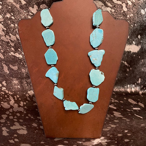 23" Faux Turquoise Nugget Necklace
