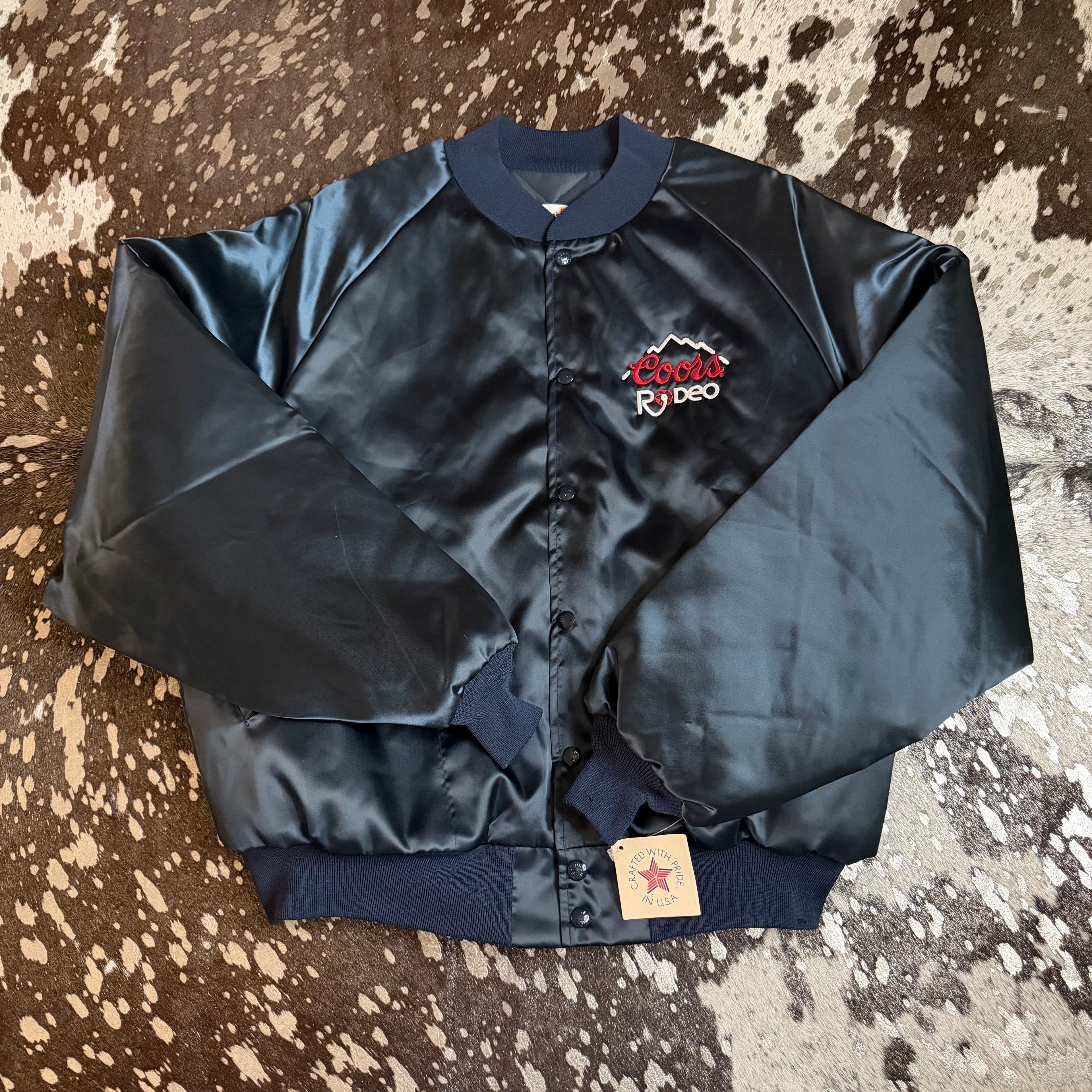 XLarge Vintage Coors Rodeo Navy Satin Jacket