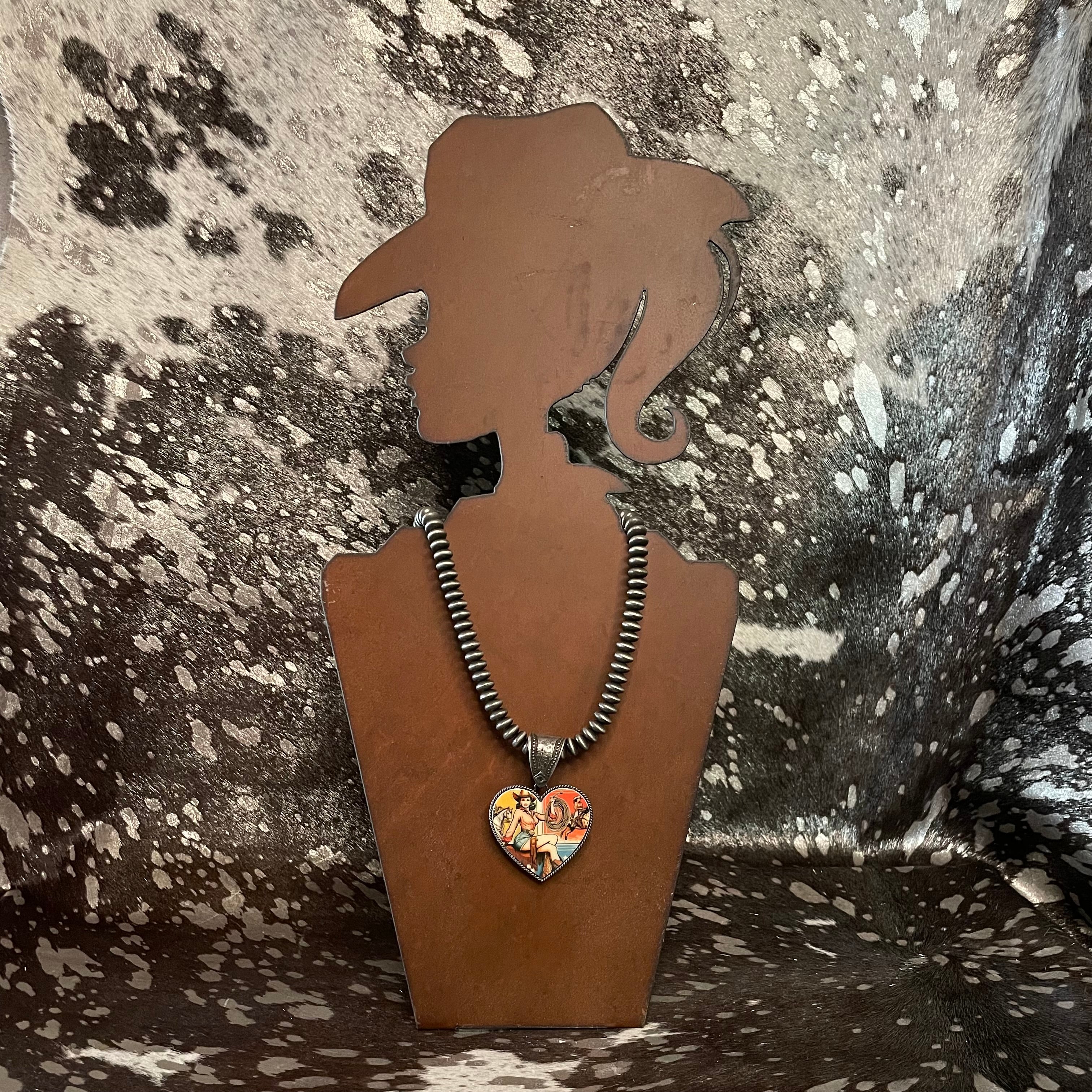Vintage Cowgirl Pendant Necklace