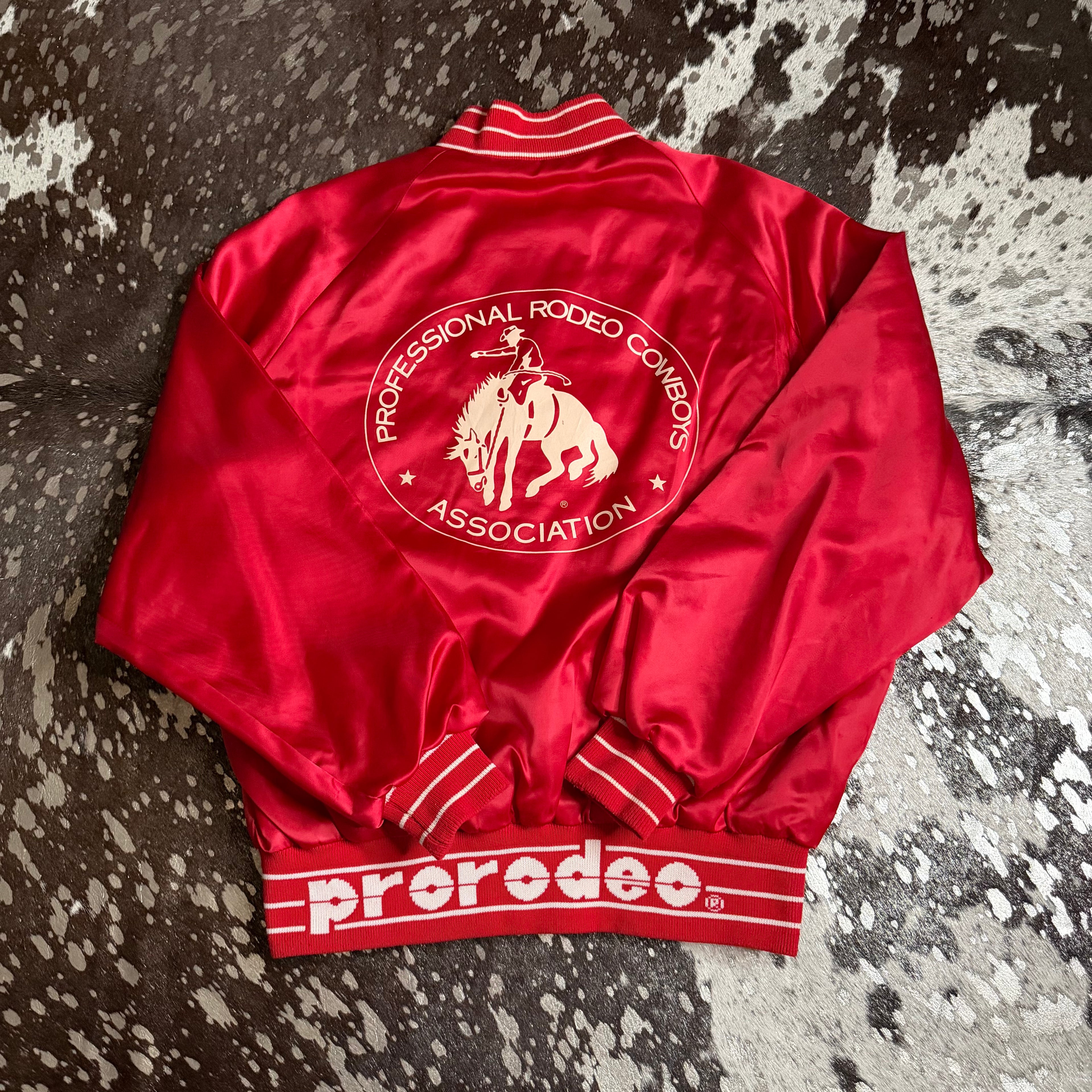 Large Vintage PRCA Red Satin Jacket