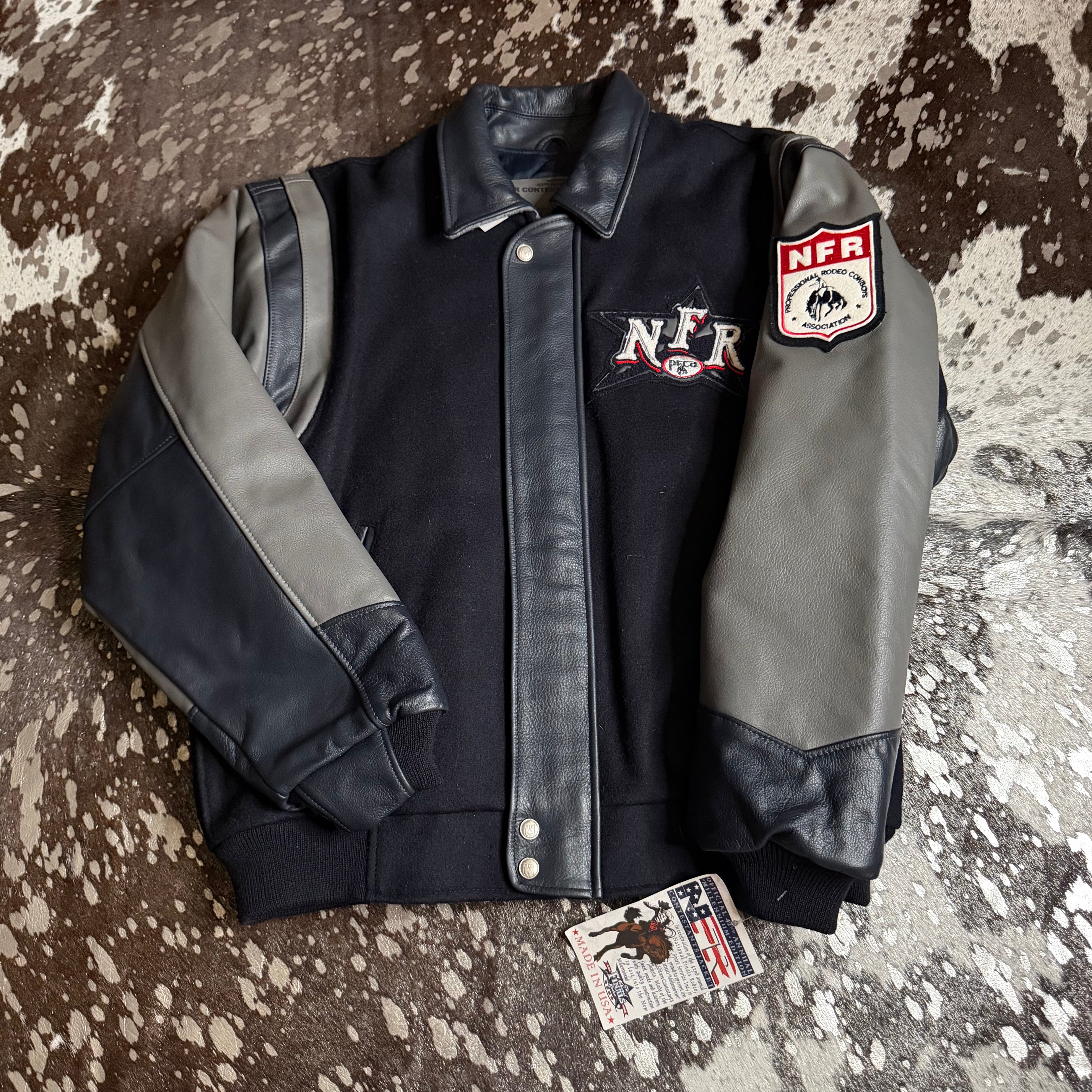 Large Vintage 2000 Wool & Leather NFR Official Contestant Jacket